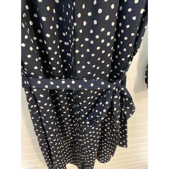 Anthropologie Maeve Navy Blue and White Polka Dot Dress - Picture 4 of 10